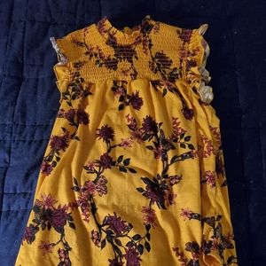 No Boundaries Yellow Floral Mock Neck Tank Top.